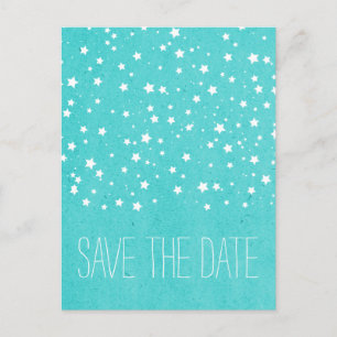 Aqua Starry Night Save the Date Postcard