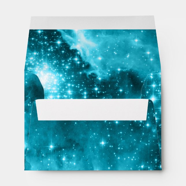 Aqua Stars Celestial Space Photo Envelope (Back (Bottom))