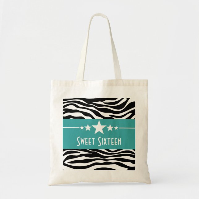 Aqua Stars Zebra Print Sweet 16 Bag (Front)