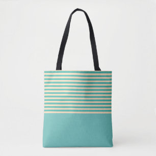 Aqua Stripe Tote Bag