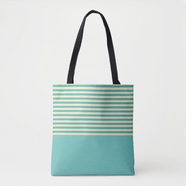 Aqua Stripe  Tote Bag (Front)