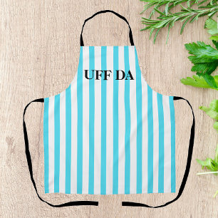 Aqua Striped Uff Da All-Over Print Apron