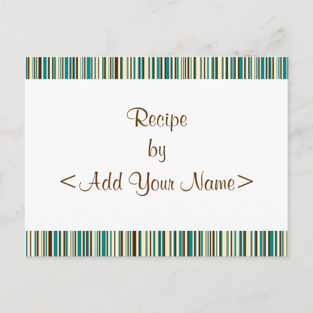 Aqua Stripes Recipe Cards 4 x 6 (Front)