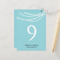 Aqua Stylish Sparkling Lights Wedding Table Number