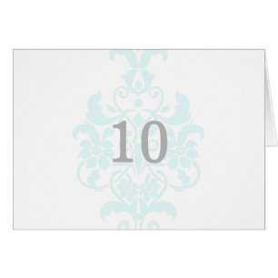 Aqua Subtle Damask Table Number Card