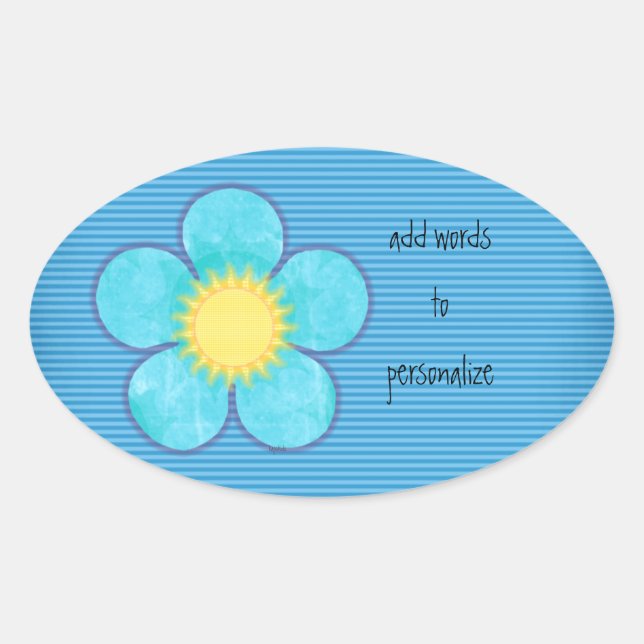 Aqua Sunshine Oval Sticker (Front)
