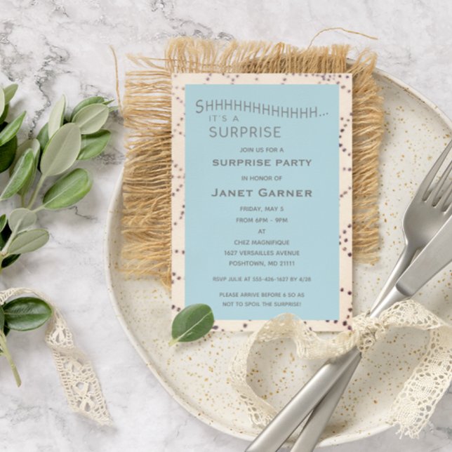 Aqua Surprise Birthday Custom Age Invitation (Creator Uploaded)