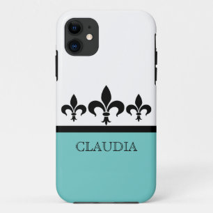 Aqua Swanky Fleur De Lis BT iPhone 5 Case