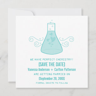 Aqua Sweet Chemistry Save the Date Invite