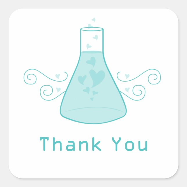 Aqua Sweet Chemistry Thank You Stickers (Front)