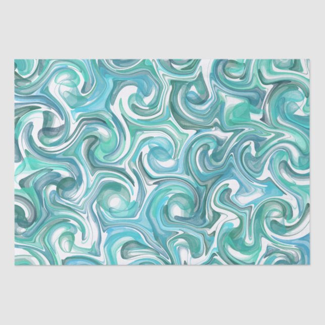Aqua Swirl Tissue Paper (Front)