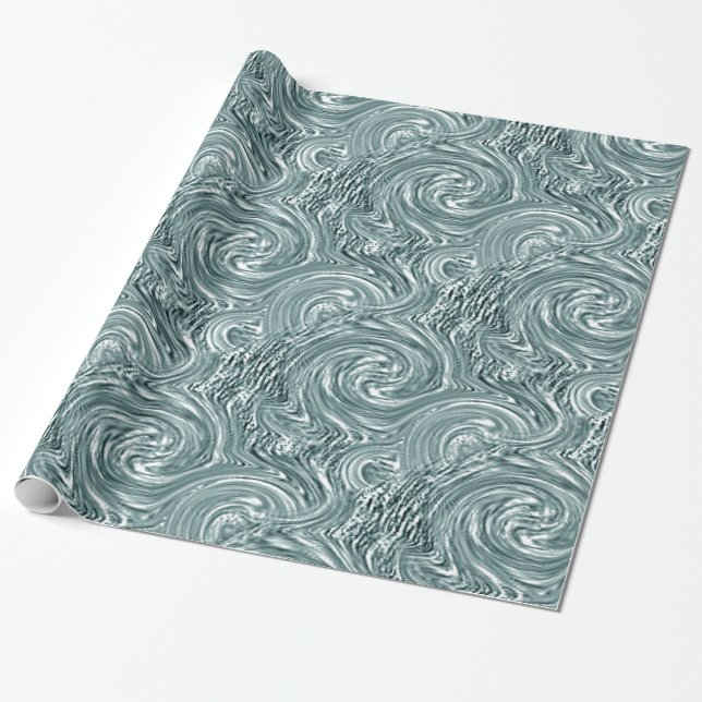 Aqua Swirl Wrapping Paper (Unrolled)