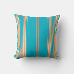 Aqua, Tan and White Stripes on a Pillow