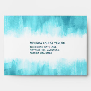 Aqua teal abstract art custom address reply envelope