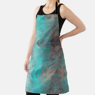 Aqua Teal Blue Grey Abstract Art Apron