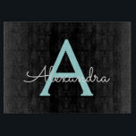 Aqua Teal Blue Script Girly Monogram Name Cutting Board<br><div class="desc">Black and Aqua Teal Blue Simple Script Monogram Name Cutting Board. This makes the perfect graduation,  birthday,  wedding,  bridal shower,  anniversary,  baby shower or bachelorette party gift for someone that loves glam luxury and chic styles.</div>