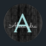 Aqua Teal Blue Script Girly Monogram Name Cutting Board<br><div class="desc">Black and qua Teal Blue Simple Script Monogram Name Cutting Board. This makes the perfect graduation,  birthday,  wedding,  bridal shower,  anniversary,  baby shower or bachelorette party gift for someone that loves glam luxury and chic styles.</div>