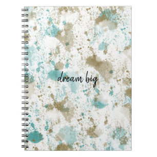 Aqua Teal Cream Watercolor Tie Dye Abstract Notebook