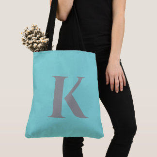 Aqua Teal Custom Modern Monogram Summer Tote Bag