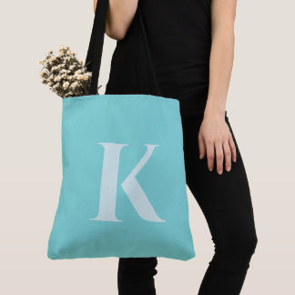 Aqua Teal Custom Modern Monogram Summer Tote Bag