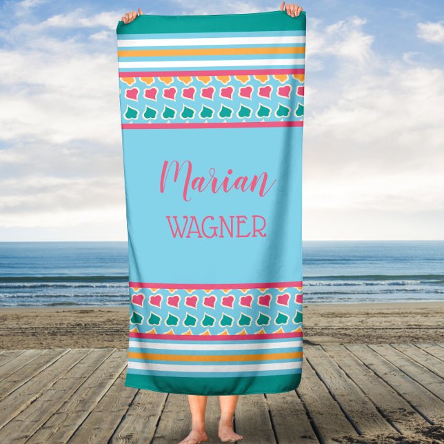 Aqua Teal Custom Name Bath Towel for Her (Creator Uploaded)