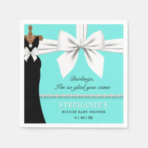 Aqua Teal Elegant Ethnic Tiffany Baby Shower Napkin