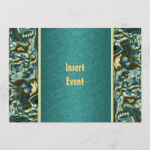 Aqua teal gold formal party invitation