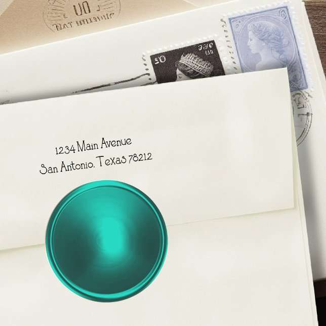 Aqua Teal Green Gold Envelope Seal (Creator Uploaded)