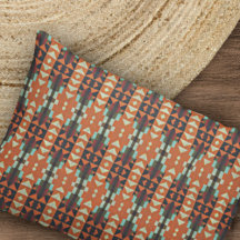 Aqua Teal Green Orange Taupe Beige Tribal Pattern