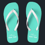 Aqua Teal Personalised Bride Tribe Bachelorette Jandals<br><div class="desc">These super cute aqua teal “bride tribe” flip flops are perfect for a beach bash bachelorette weekend or any event of your choice- simply edit the text using the template by clicking “personalise this template.”  Check out EmmyINK's store for additional coordinating bachelorette supplies and party décor!</div>