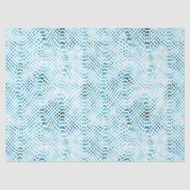 Aqua Teal Snake Print Tissue Paper (Front)