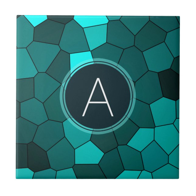 Aqua Teal Stained Glass Mosaic Tile (Front)