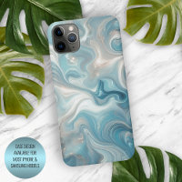 Aqua Teal Turquoise Blue White Silver Marble