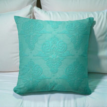 Aqua Teal Vintage Grunge Damask Pattern