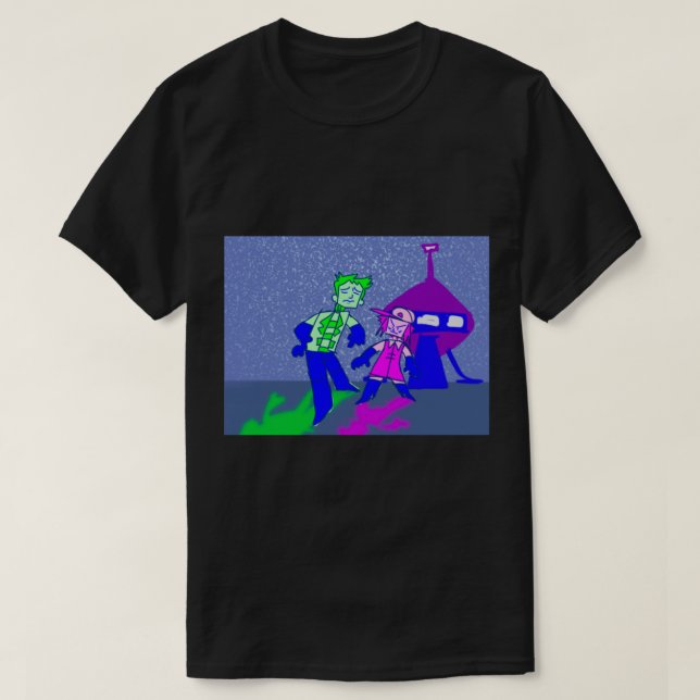 Aqua Teen Hunger Force Mooninites Aliens Spaceship T-Shirt (Design Front)