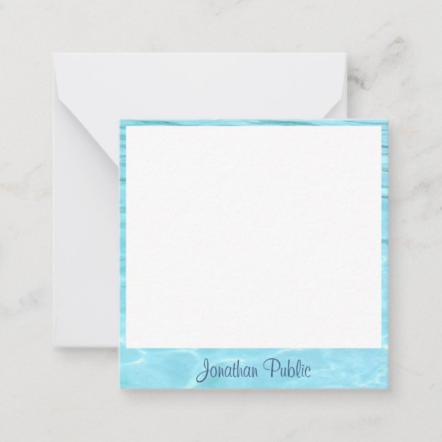 Aqua Template Blue Water Handwritten Script Name (Front)