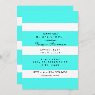 Aqua Thick Chunky Stripes Modern Invitations