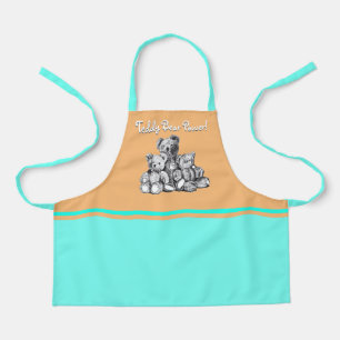 Aqua Three Bears Teddy Bear Power Kid's Apron