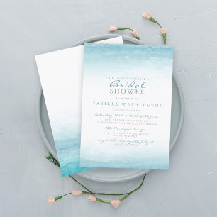 Aqua Tides   Watercolor Bridal Shower Invitation