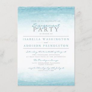 Aqua Tides   Watercolor Engagement Party Invitation