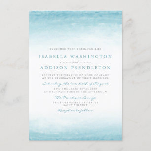 Aqua Tides Watercolor Wedding Invitation