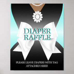Aqua Tiffany Baby Shower Diaper Raffle Sign Poster