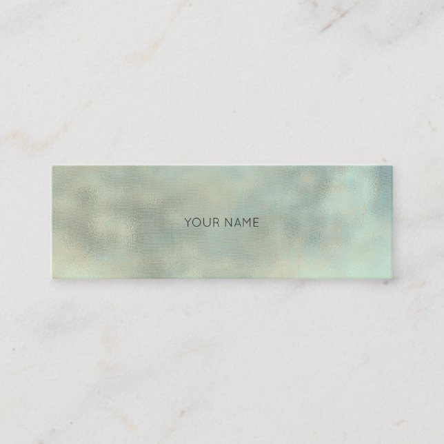 Aqua Tiffany Grey Gold Linen Minimal Texture Urban Mini Business Card (Front)