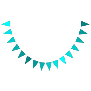 Aqua to Teal Gradient -Tropical Ocean Theme Party Bunting