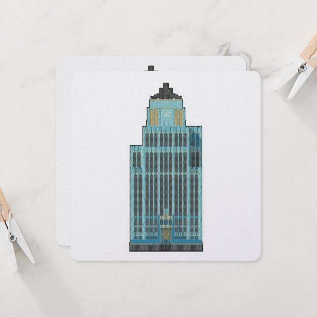 Aqua Tower: Art Deco Elegance Sticker (Front/Back In Situ)