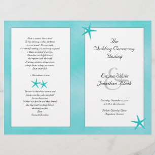 Aqua Tropical Catholic Ceremony Wedding Program