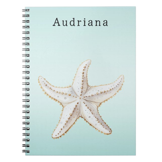 Aqua Tropical Palm Tree Personalised Name Notebook (Front)
