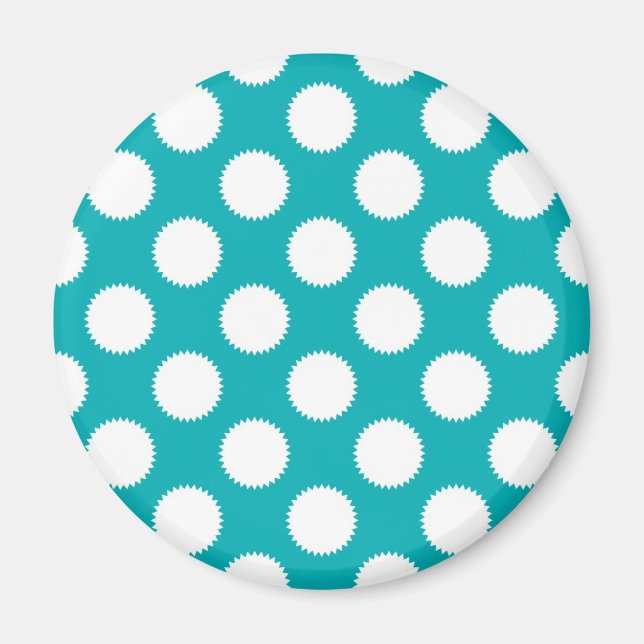 Aqua Turquoise and White Polka Dot Pattern Magnet (Front)