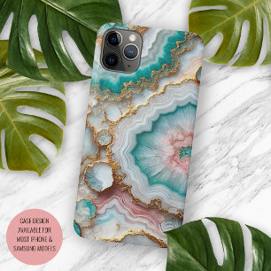 Aqua Turquoise Blue Blush Pink Marble Art Pattern Case-Mate iPhone Case