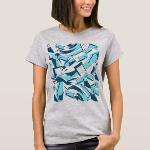 Aqua Turquoise Blue Diagonal Scattered Pieces  T-Shirt